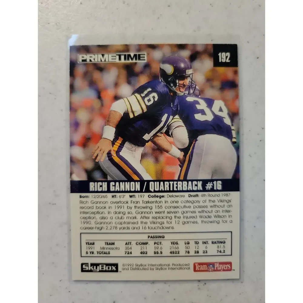 Rich Gannon 1992 Skybox Primetime #192 - Minnesota Vikings- NFL - Fresh Pull